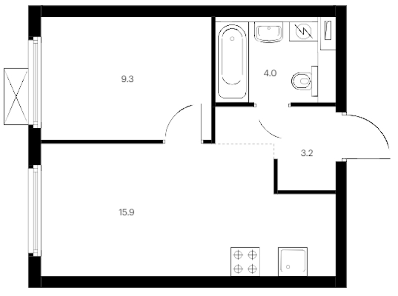 1-комнатная квартира 32.4 м², 10/14 эт., ЖК «Витебский парк»